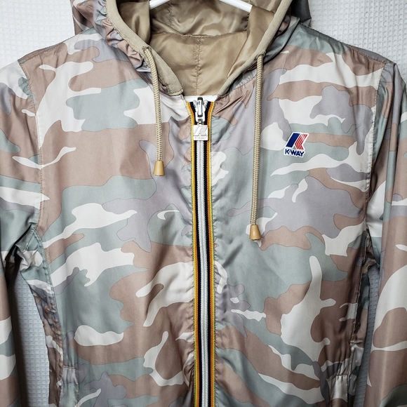 2-in-1 K-Way Women's XS Camo Army Print REVERSIBLE Packable Windbreaker Ja… - Picture 3 of 10